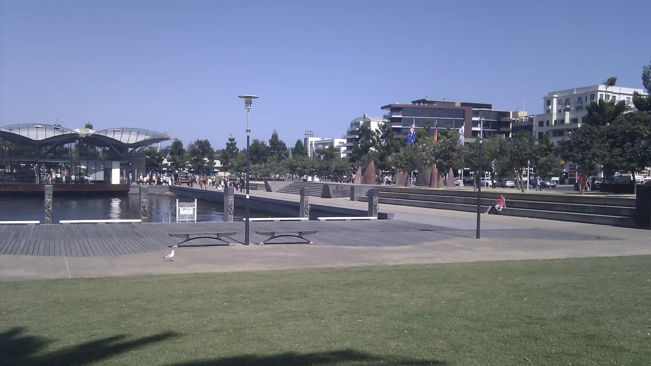 Geelong waterfront beside Corio Bay near Cunningham Pier.