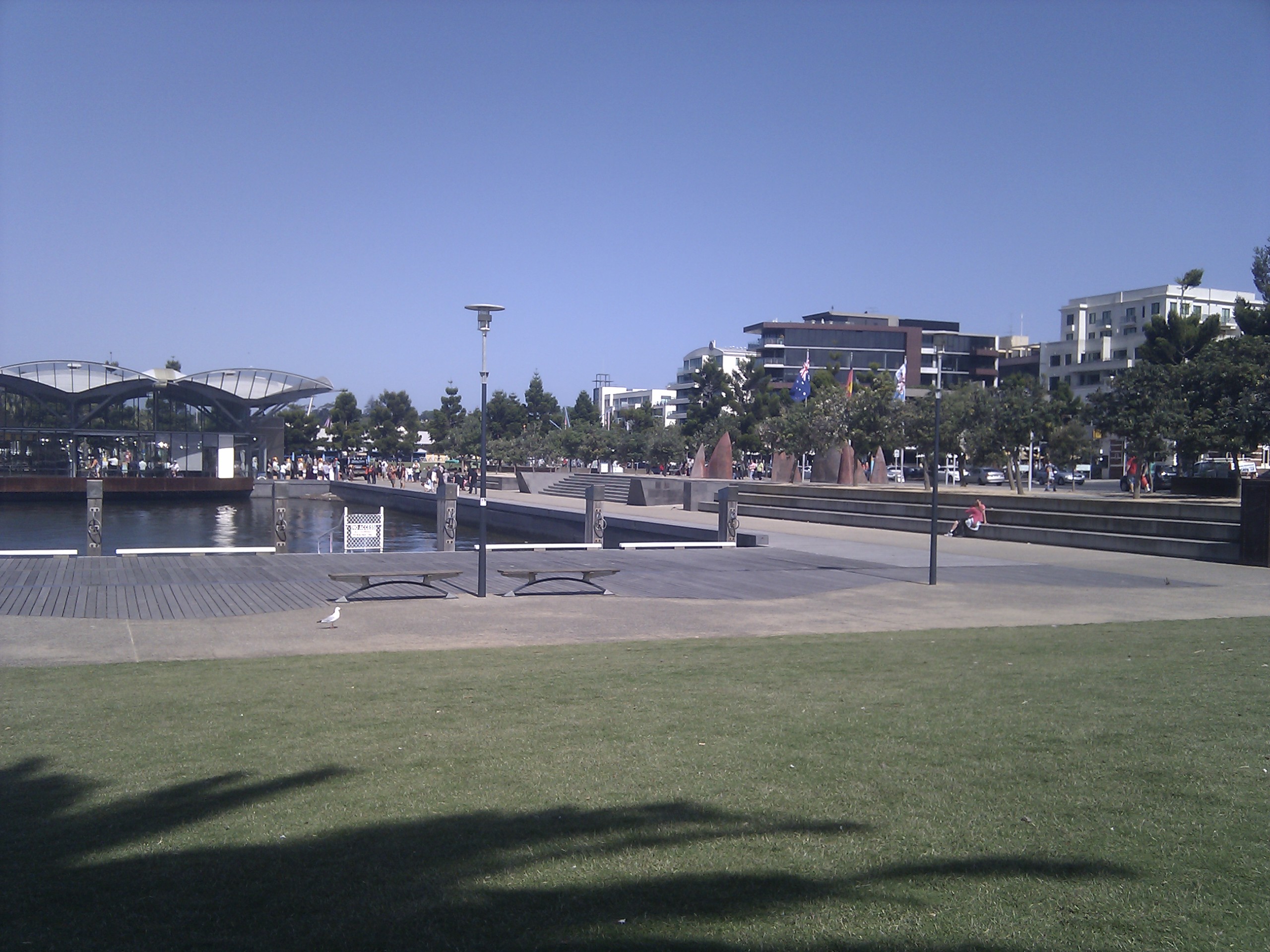 Geelong waterfront beside Corio Bay near Cunningham Pier.